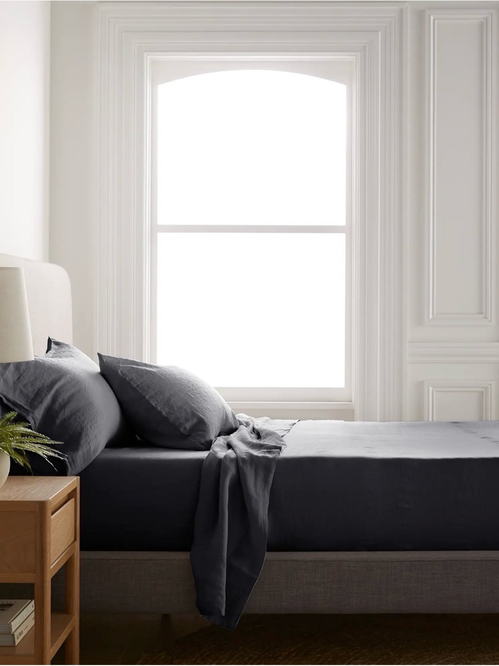 Charcoal Gray linen top Sheet sheet and 2 standard pillow cases